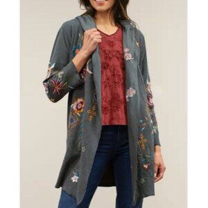 #325 NWT Kyla Seo Joline Embroidered Floral Hooded Jacket Size Small Dark Grey